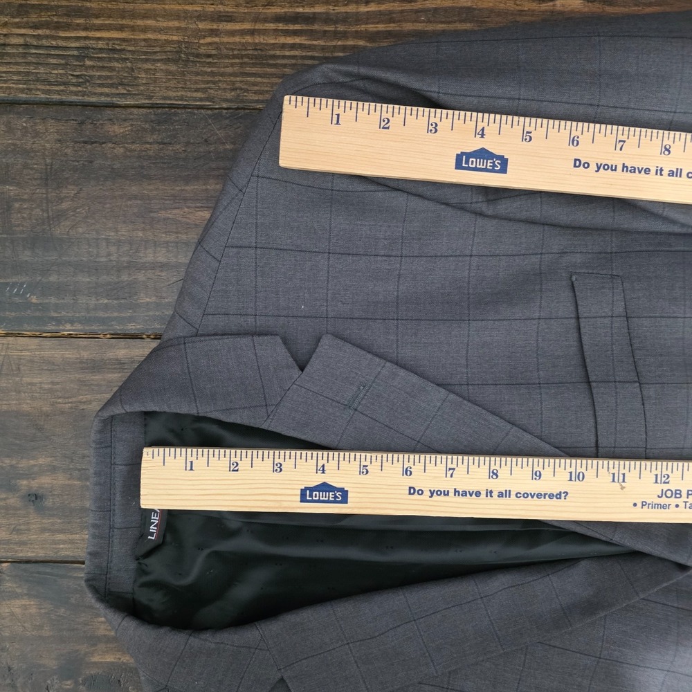 Lineage Performance Mens Sport Coat Blazer Premium Gray Plaid Herringbone 44L - Picture 4 of 16